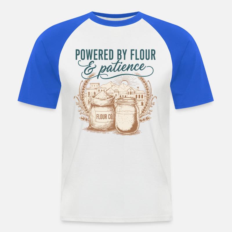 Sourdough Bread Baking Powered By Flour - Men's Baseball T-Shirt - white/royal blue