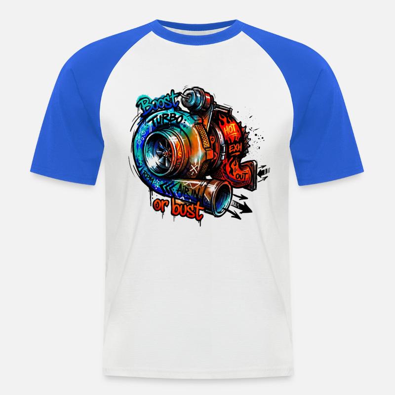 Turbo-Boost oder Bust - Männer Baseball-T-Shirt - Weiß/Royalblau