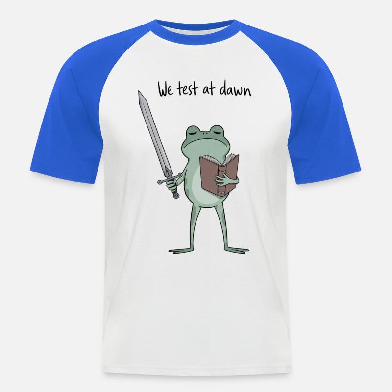 Dawnbound Frog Knight liest - Männer Baseball-T-Shirt - Weiß/Royalblau