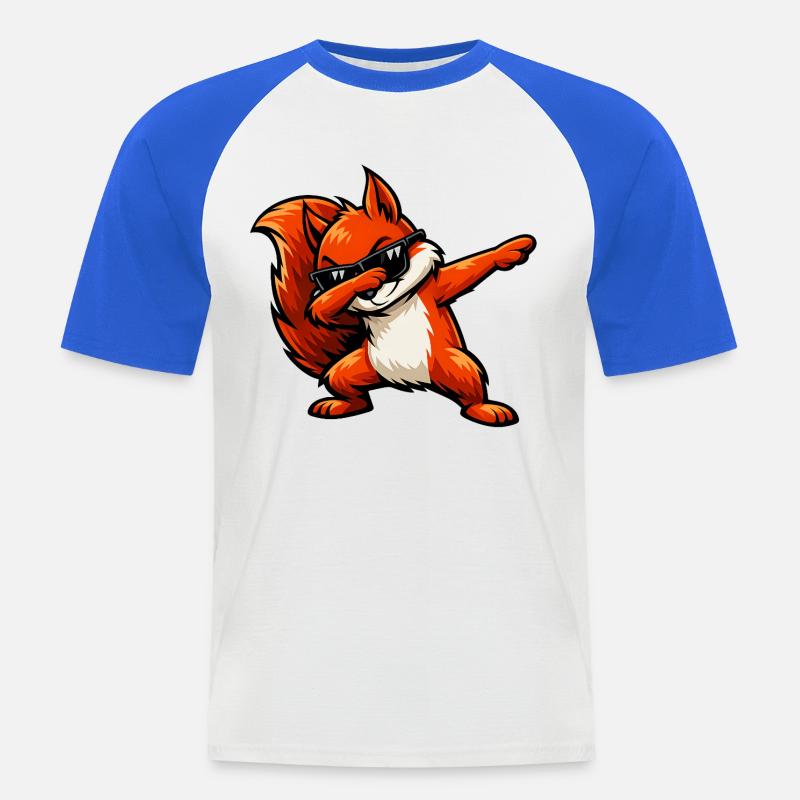 Dabbing Rotes Eichhörnchen - Männer Baseball-T-Shirt - Weiß/Royalblau
