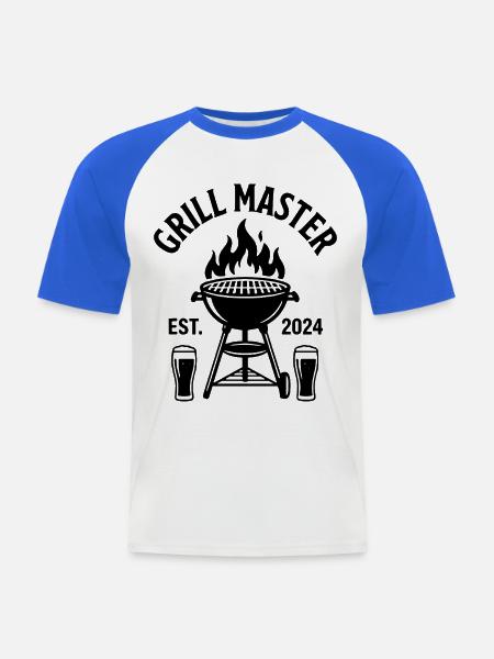 GRILL MASTER EST 2024 Grillmeister - Männer Baseball-T-Shirt - Weiß/Royalblau
