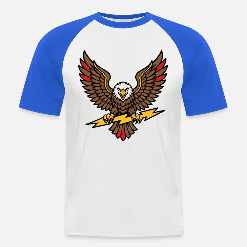 Alter-Schule-Tattoo-Stil Lightning Eagle - Männer Baseball-T-Shirt - Weiß/Royalblau