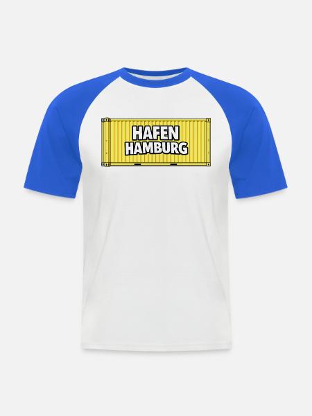 Hafen Hamburg Container gelb - Männer Baseball-T-Shirt - Weiß/Royalblau