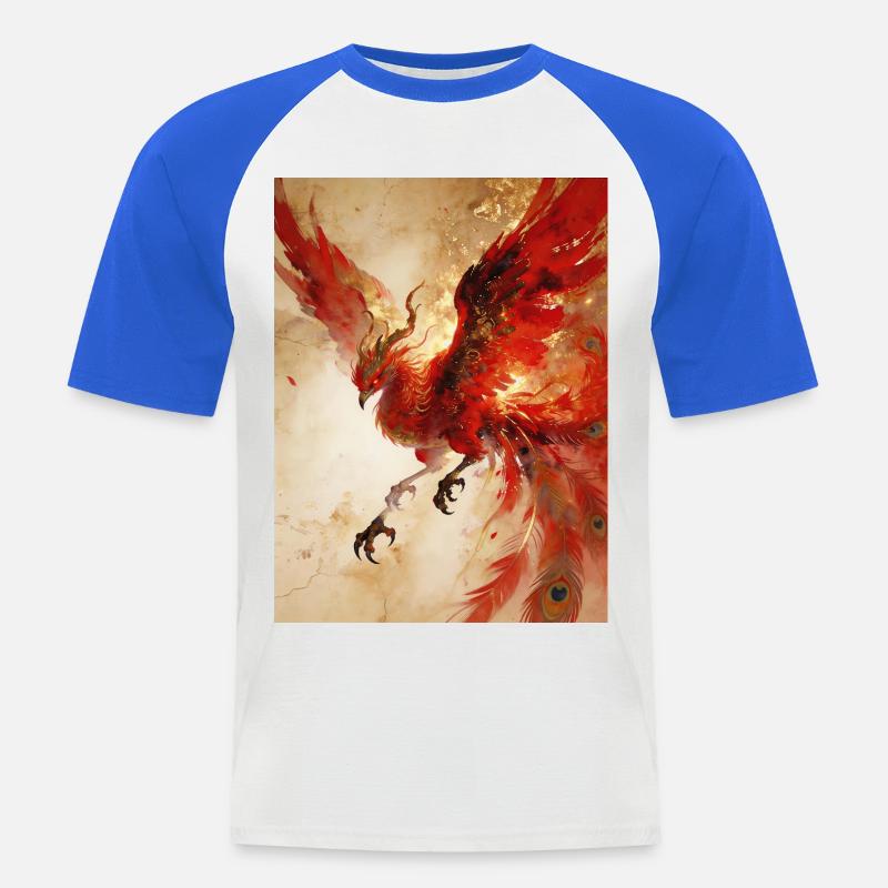 L'Envol du Phénix : Éclat Céleste - T-shirt baseball manches courtes Homme - blanc/bleu royal