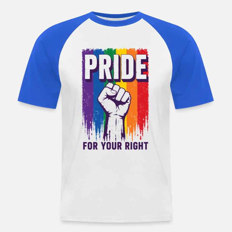 Pride Regenbogen Rechte Statement Shirt - Männer Baseball-T-Shirt - Weiß/Royalblau