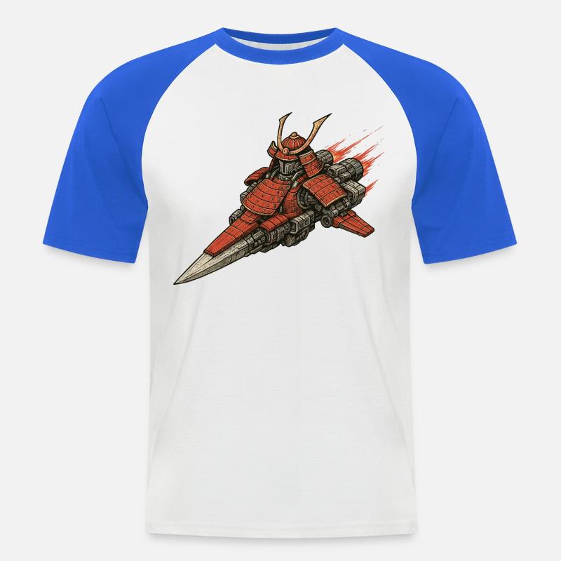Samurai Raumschiff - Männer Baseball-T-Shirt - Weiß/Royalblau