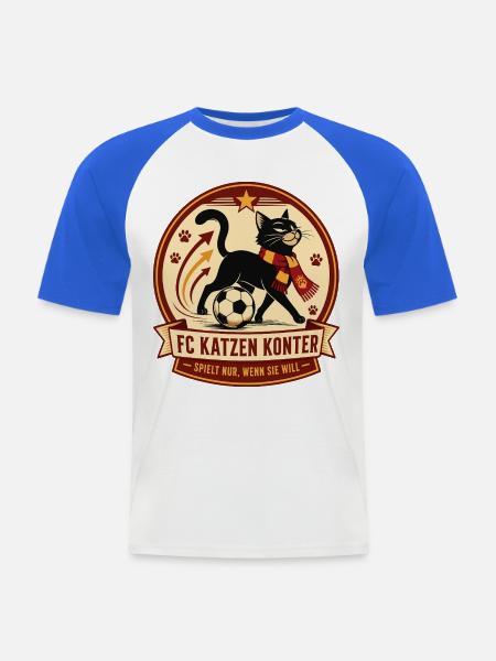FC Katzen Konter - Männer Baseball-T-Shirt - Weiß/Royalblau
