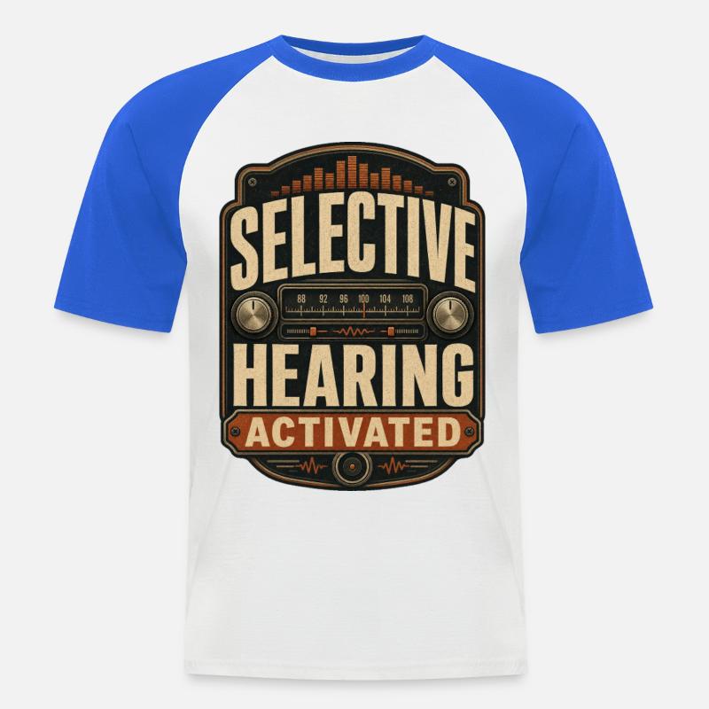 Selective Hearing Activated - Männer Baseball-T-Shirt - Weiß/Royalblau