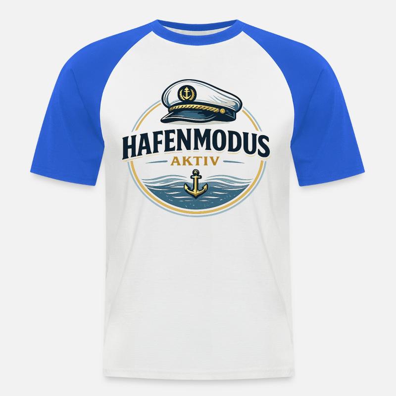 Hafenmodus aktiv maritimer Anker Spruch - Männer Baseball-T-Shirt - Weiß/Royalblau