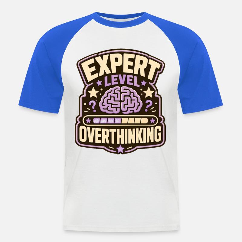 Expert Level Overthinking - Männer Baseball-T-Shirt - Weiß/Royalblau