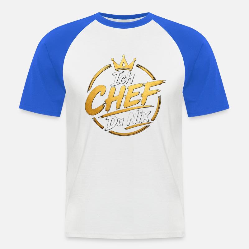 ich_chef - Männer Baseball-T-Shirt - Weiß/Royalblau