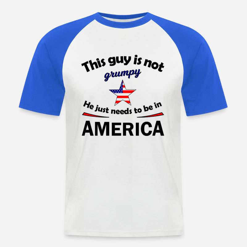 Grumpy Star mit US Flaggenstern - Männer Baseball-T-Shirt - Weiß/Royalblau