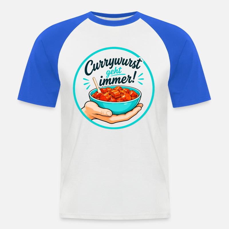 Currywurstesser1 - Männer Baseball-T-Shirt - Weiß/Royalblau