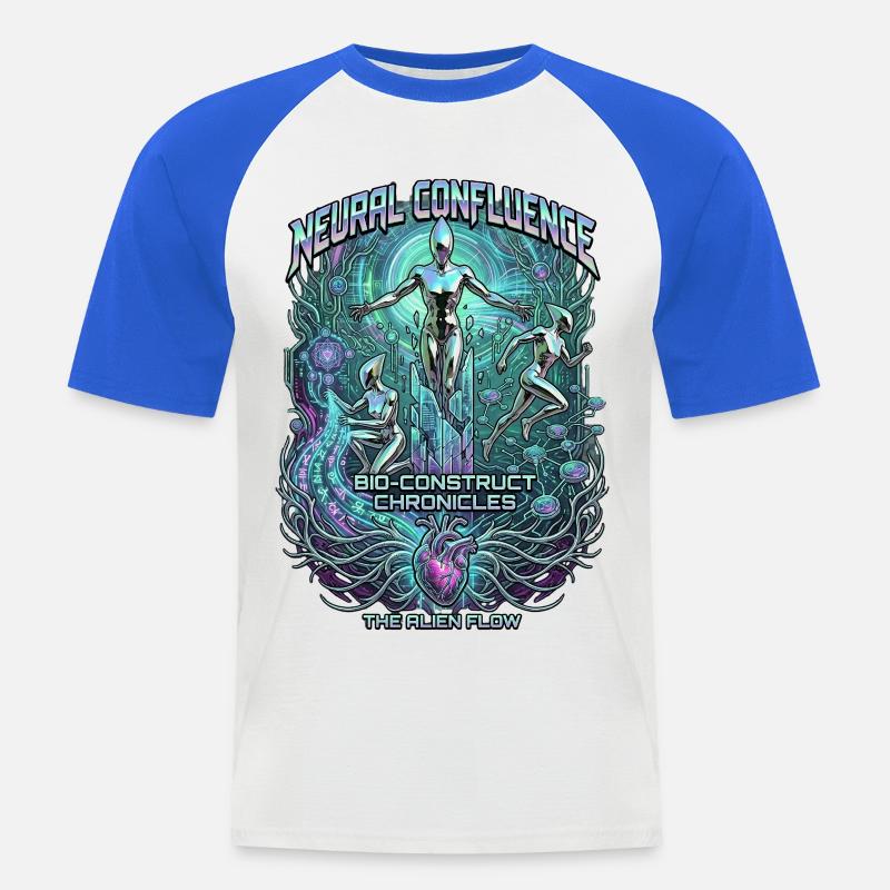 Neural Confluence Bio-Construct Chronicles - Männer Baseball-T-Shirt - Weiß/Royalblau