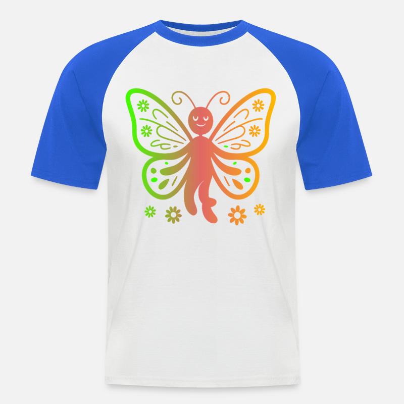 Rainbow Butterfly Magic - Men's Baseball T-Shirt - white/royal blue