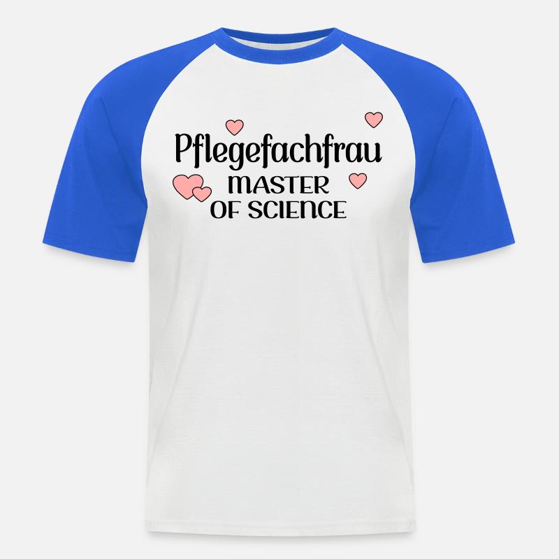 MASTERSTUDIUM PFLEGE - PFLEGEFACHFRAU - Männer Baseball-T-Shirt - Weiß/Royalblau