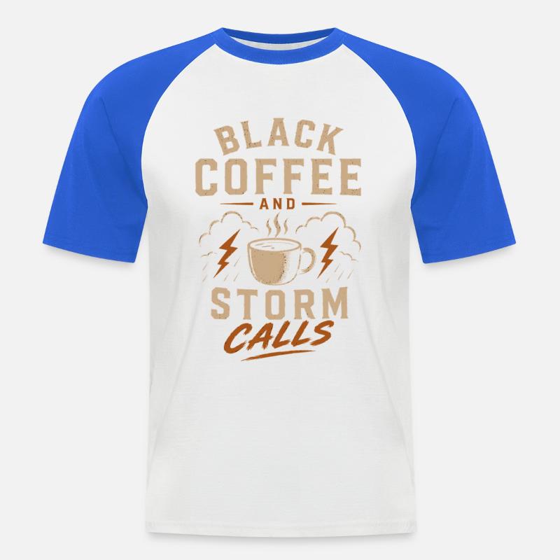 Lineman Strom Schwarzer Kaffee Und Sturm - Männer Baseball-T-Shirt - Weiß/Royalblau