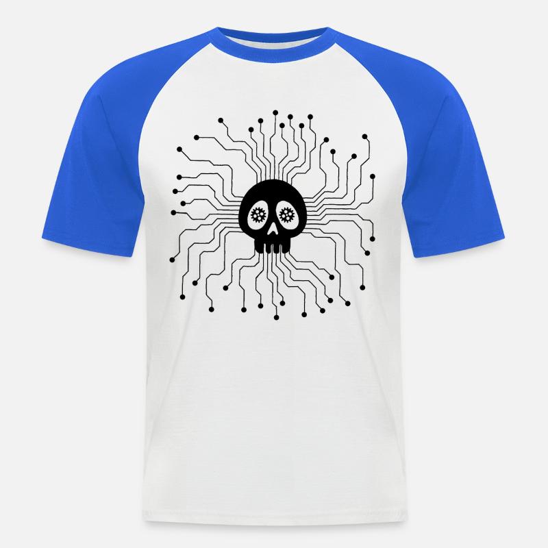 Microprocessor Skull (Black) - Men's Baseball T-Shirt - white/royal blue