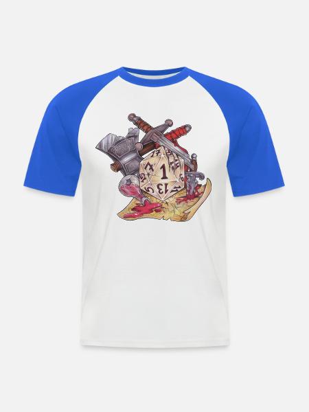 Rollenspiel Tabletop D20 Würfel Geschenk Fail - Männer Baseball-T-Shirt - Weiß/Royalblau