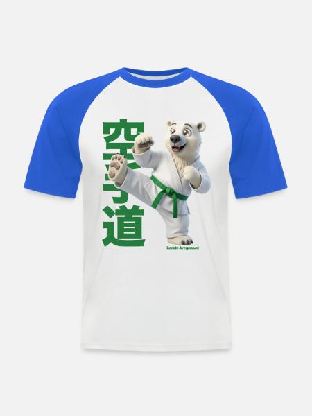 Karate Eisbär - Männer Baseball-T-Shirt - Weiß/Royalblau