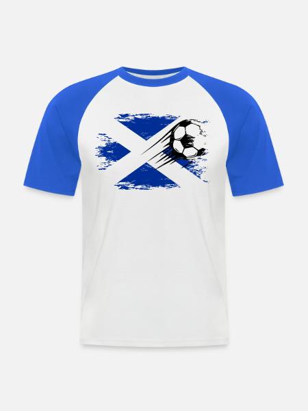 Schottland Flagge Fußball used - Männer Baseball-T-Shirt - Weiß/Royalblau
