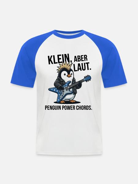 Pinguin Punk Rock Gitarre - Männer Baseball-T-Shirt - Weiß/Royalblau