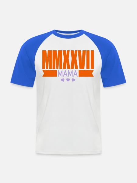 Baby verkünden 2027 - Mama - Männer Baseball-T-Shirt - Weiß/Royalblau