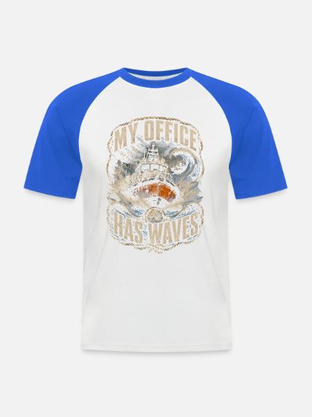 Küstenwache Rettungsschwimmer My Office Has Waves - Männer Baseball-T-Shirt - Weiß/Royalblau