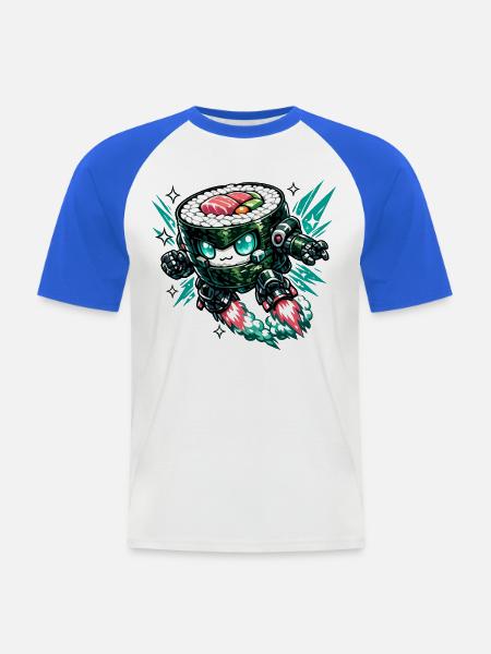 Sushi Mecha Roboter - Männer Baseball-T-Shirt - Weiß/Royalblau
