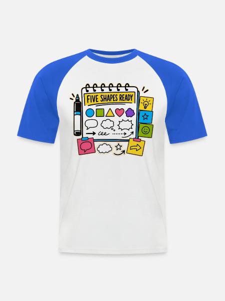 FIVE SHAPES READY - Männer Baseball-T-Shirt - Weiß/Royalblau