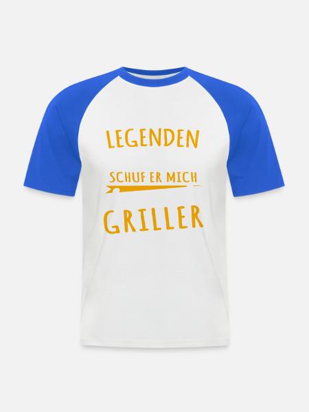 Griller - Männer Baseball-T-Shirt - Weiß/Royalblau