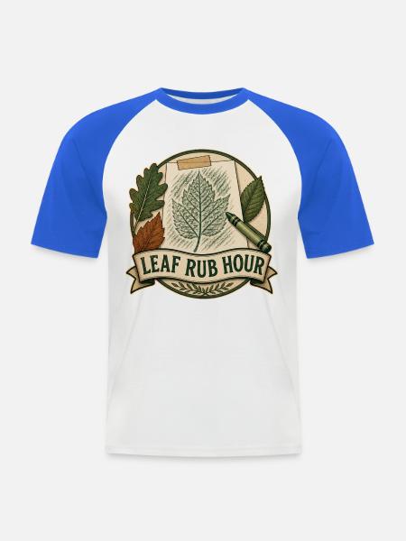 LEAF RUB HOUR - Männer Baseball-T-Shirt - Weiß/Royalblau