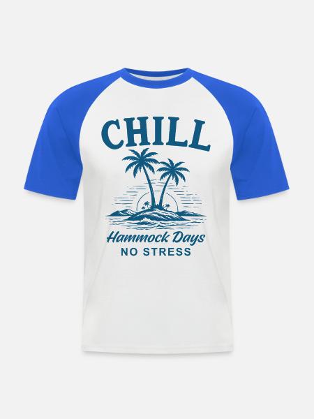 Chill Hammock Days No Stress - Männer Baseball-T-Shirt - Weiß/Royalblau
