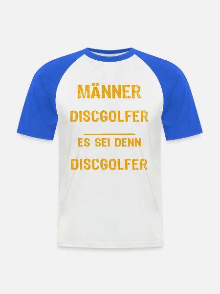 Discgolfer Discgolf - Männer Baseball-T-Shirt - Weiß/Royalblau