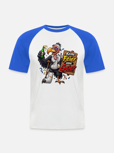 Geier mit Partyglanz - Männer Baseball-T-Shirt - Weiß/Royalblau