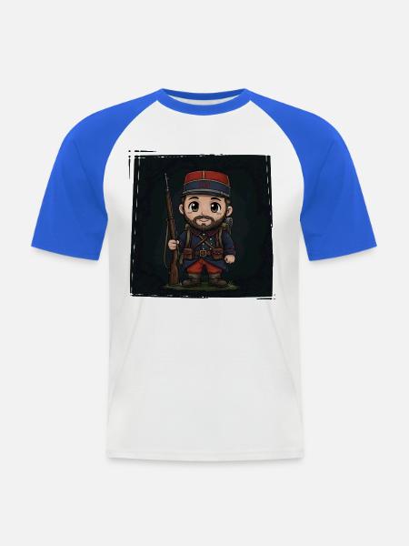 Eins - Männer Baseball-T-Shirt - Weiß/Royalblau