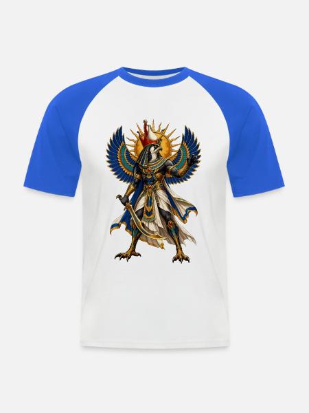 Horus Krieger mit Sonnenstern - Männer Baseball-T-Shirt - Weiß/Royalblau
