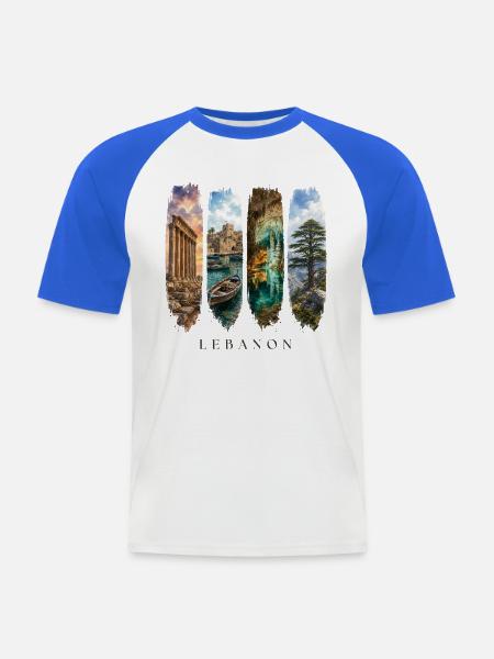 Libanon Travel – Beirut & Kultur Motiv - Männer Baseball-T-Shirt - Weiß/Royalblau