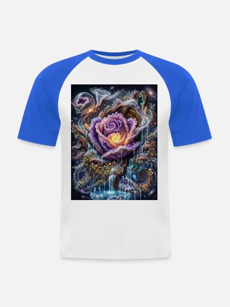 Crystal Rose - Männer Baseball-T-Shirt - Weiß/Royalblau