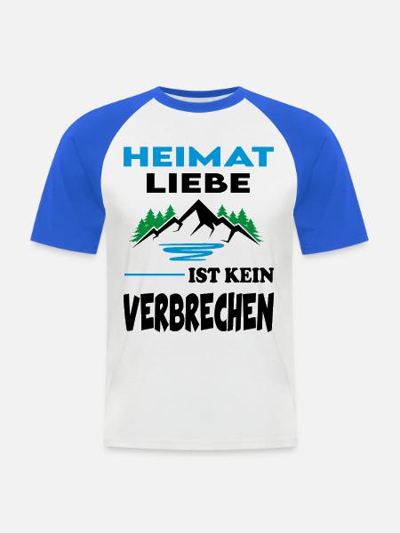 Heimatliebe ist kein Verbrechen Sprüche Berge - Männer Baseball-T-Shirt - Weiß/Royalblau