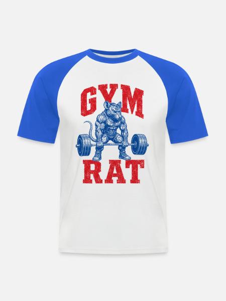 Gym Rat Lustiges Bodybuilder-Gewichtheben-Workout - Männer Baseball-T-Shirt - Weiß/Royalblau