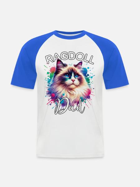 Ragdoll Katze Papa - Männer Baseball-T-Shirt - Weiß/Royalblau