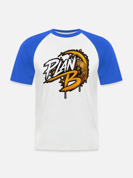 Plan B Bitcoin - Männer Baseball-T-Shirt - Weiß/Royalblau