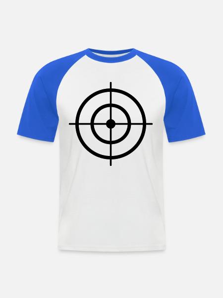 Zielscheibe Target dick - Männer Baseball-T-Shirt - Weiß/Royalblau