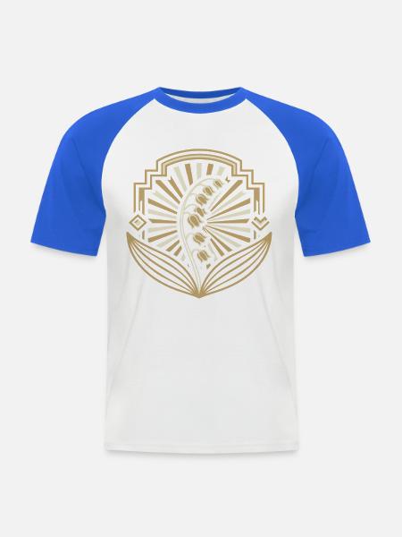 Art Deco Goldlilienbogen - Männer Baseball-T-Shirt - Weiß/Royalblau