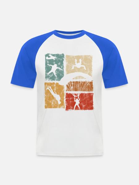 Fallschirmspringer Fallschirmsprung mit Fallschirm - Männer Baseball-T-Shirt - Weiß/Royalblau