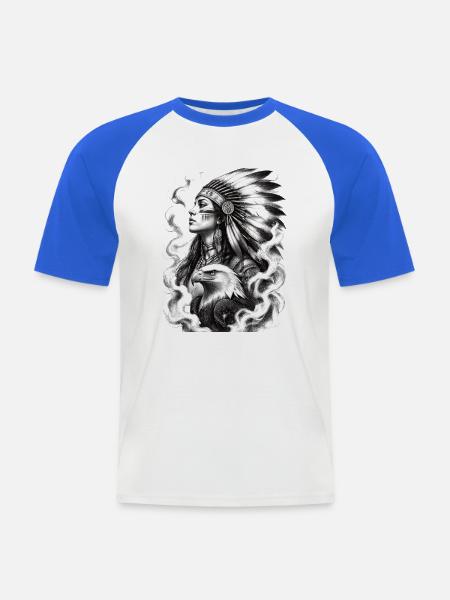 Eagle - Männer Baseball-T-Shirt - Weiß/Royalblau