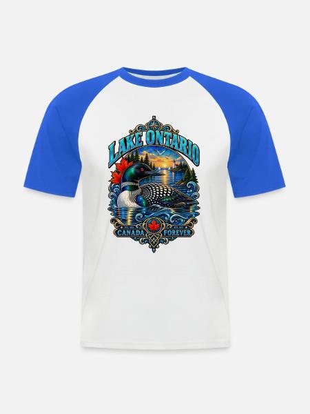 Lake Ontario  - Männer Baseball-T-Shirt - Weiß/Royalblau