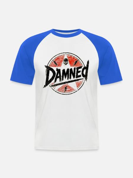VERDAMMT — Punk Skull - Männer Baseball-T-Shirt - Weiß/Royalblau