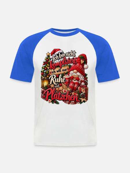 Lustiges Weihnachtsgeschenk Plätzchen Spruch - Männer Baseball-T-Shirt - Weiß/Royalblau